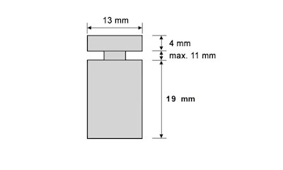 Abstandshalter 13 x 19 mm, B 8 mm, Aluminium, Blau (4 Stück)