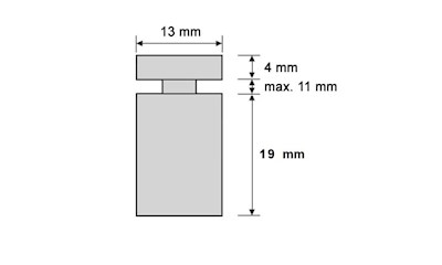Abstandshalter 13 x 19 mm, B 8 mm, Aluminium, Rot (4 Stück)