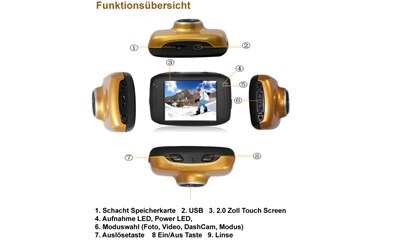 Dashcam / Wasserdichte Sport Kamera Full HD