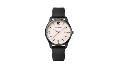 CITY ACTIVE Ø43, black case, cream dial, black silicone - W