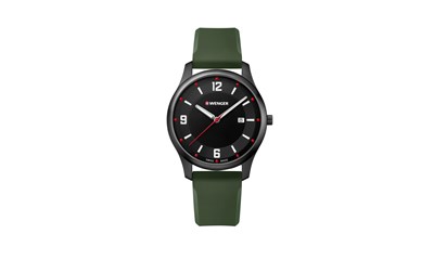 CITY ACTIVE Ø43, black case, black dial, green silicone - W