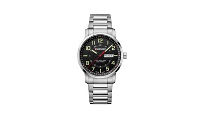 ATTITUDE Ø42 Black dial, Bracelet - Wenger