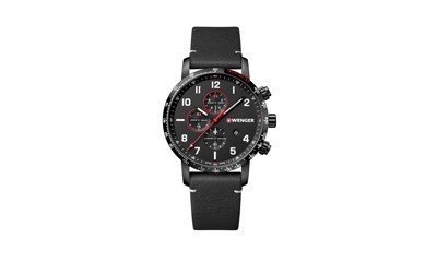ATTITUDE CHRONO Ø44, black case, black dial, black leather - W