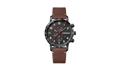 ATTITUDE CHRONO Ø44, black case, black dial, brown leather - W