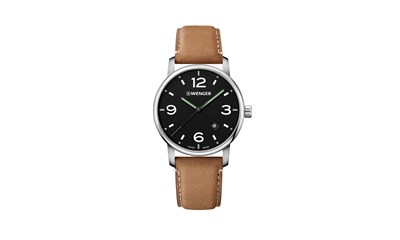 URBAN METROPOLITAN Ø42 Black dial, Light Brown leather - Wenger