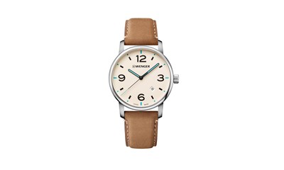 URBAN METROPOLITAN Ø42 Cream-Wht dial, Light brown leath - Wenger
