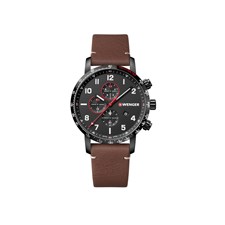 ATTITUDE CHRONO Ø44, black case, black dial, brown leather - W
